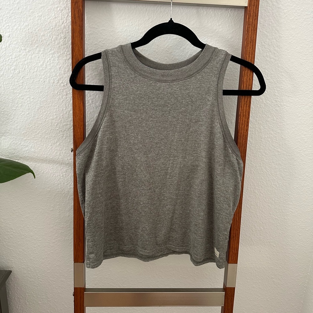 VUORI Womens Heather Grey Energy Performance Halter High Neck Workout Tank Top